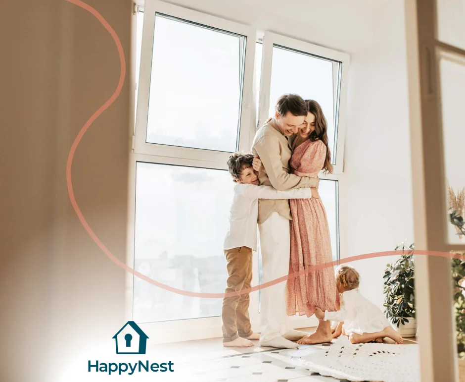 Koppel in woning met gezin