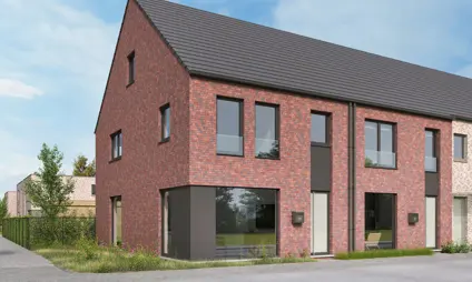 willebroek de naeyer mooie architectuur sfeerbeeld groen blauwe lucht Gevel woning
