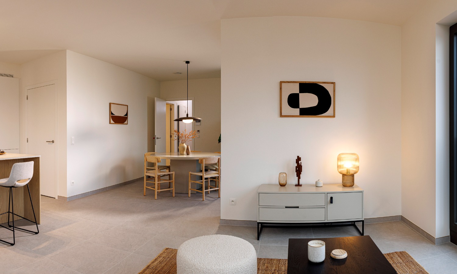 Geel Villa Spoorbloem Kijk Appartement leefruimte woonkamer keuken 