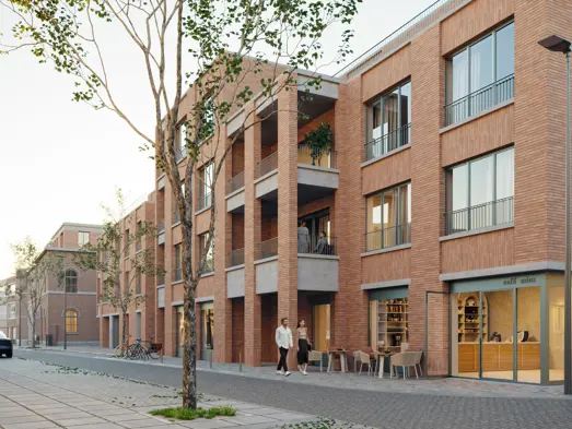 woonproject machelen appartementen in een mix van authentieke gevelelementen en moderne nieuwbouw rond een groen park