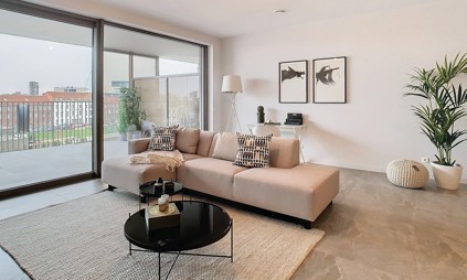 Appartement Quartier Bleu Hasselt, 2 slaapkamers en terras - foto woonkamer