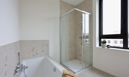 Deurne Eksterlaer Kijkwoning badkamer douche lavabo