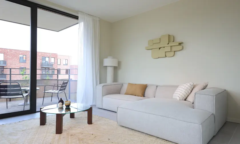 Deurne Eksterlaer Kijkappartement living woonkamer zetel terras appartement
