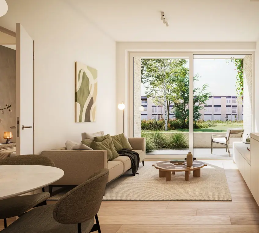 Tijl Uilenspiegel appartementen linkeroever groen Antwerpen interieur A2.01 1 slaapkamer