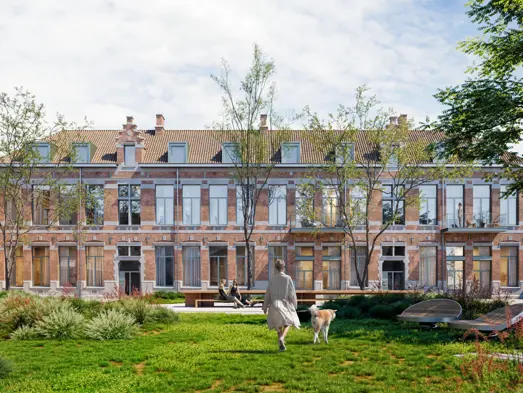 woonproject machelen duplexen met stadstuin op het gelijkvloers, appartementen en studio's met authentieke gevelelementen