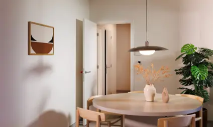 Geel Villa Spoorbloem Kijk Appartement leefruimte woonkamer keuken 